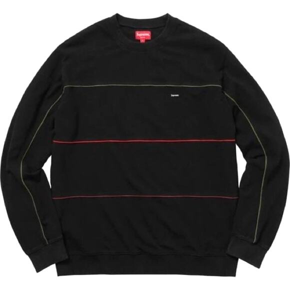 Supreme Navy Pique Crewneck with Multicolor Piping Size M